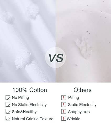 YINFUNG Textured Duvet Cover Tufted 100% Cotton Clipped Dot White Boho King Shabby Chic Pom Jacquard Geo Elegant Pretty Cute Duvet Cover Set 104x90 Diamond Bohemian Bedding Set Zip - color: White, size: King