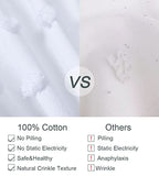 YINFUNG Textured Duvet Cover Tufted 100% Cotton Clipped Dot White Boho King Shabby Chic Pom Jacquard Geo Elegant Pretty Cute Duvet Cover Set 104x90 Diamond Bohemian Bedding Set Zip - color: White, size: King