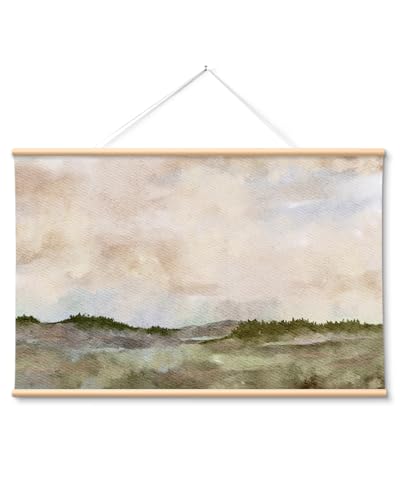 VIYYIEA Extra Large Canvas Wall Art, 36x54 Inch Minimalist Landscape Painting, Neutral Abstract Nature Wall Decor for Living Room or Bedroom, Above Sofa - color: Watercolor Meadow