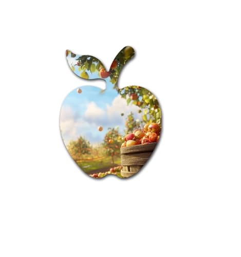 Apple Acrylic Decorative Mirror Anti-Scratch Unbreakable Shatterproof Wall Mirror for Home Children's Rooms Gift for Kids Women Men(Apple,11.81"x15.75") - color: Apple