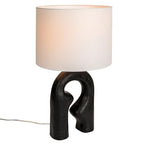 Modern Abstract Sculptural Table Lamp with Drum Shade, Black and White - color: Black