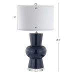 JONATHAN Y 28.5" Navy Ceramic Table Lamp for Living Room Bedroom Nightstand, Modern Hourglass LED Bedside Lamp with Crystal Base and Linen Shade (JYL4027B) - color: Navy