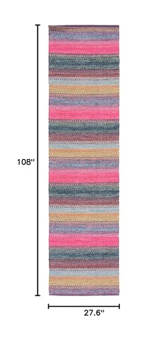 SAFAVIEH Montauk Collection Runner Rug - 2'3" x 9', Red & Blue, Handmade Flat Weave Boho Stripe Cotton, Ideal for High Traffic Areas in Living Room, Bedroom (MTK851Q) - color: Red/Blue, size: 2'3" x 9' (Runner)