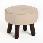 oakvivo 13in Small Foot Stool Ottoman, Round Faux Leather Foot Rest for Couch, Under Desk Pouf Footstool Footrest with Non-Skid Rubber Legs for Ling Room, Bedroom, 13''L x 13''W x 10.2''H, Beige - color: Beige
