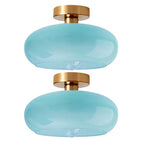 Lighting Glass Flush Mount Ceiling Light Blue Round Dome Glass Shade Mid Century Semi Flush Mount Ceiling Light Fixtures wtih Bathroom Overhead Lights Nordic Hallway Lights Fixture - color: Flush-Blue 2