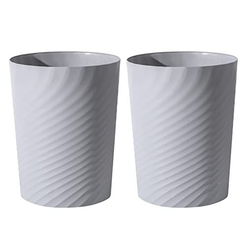UUJOLY Plastic Small Trash Can Wastebasket, Garbage Container Basket for Bathrooms, Laundry Room, Kitchens, Offices, Kids Rooms, Dorms, (Grey, 1.8 Gallon/2 Pack) - color: Grey, size: 1.8 Gallon/2 Pack