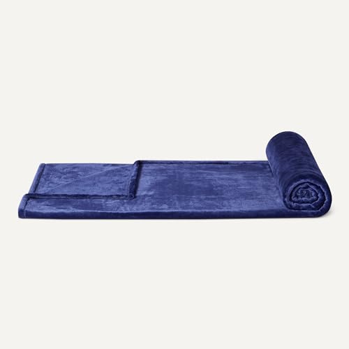 Amazon Basics Throw Blanket, Ultra-Soft Flannel Fleece Microfiber, Cozy for Couch Sofa Bedroom, Fade-Resistant, 50 x 60 Inches, Navy - color: Navy, size: 50 x 60 inches