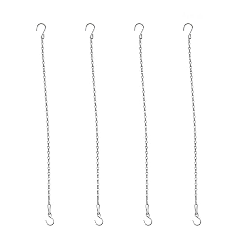 Chain for Hanging Plants,25 Inch Silver Hanging Chain Basket Kits with Hooks for Bird Feeder Plant Extender Porch Wind Chime (Silver, 25 Inch-4PCS) - color: Silver, size: 25 Inch-4PCS