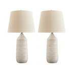 Signature Design by Ashley Willport Modern 26.5" Ceramic Table Lamp, Set of 2, Beige