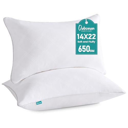 Oubonun 14 x 22 Pillow Inserts Pack of 2 Rectangle Square Interior Sofa Pillow Insert Pair, White Decorative Lumbar Pillow for Bed Couch Living Room - size: 14×22 inch