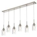 6-Lights Pendant Lighting for Kitchen Island in Brushed Nickel, Ceiling Light Fixtures with Adjustable Hanging Wire & Clear Glass Shades - color: Brushed Nickel, size: 6-Light