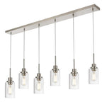 6-Lights Pendant Lighting for Kitchen Island in Brushed Nickel, Ceiling Light Fixtures with Adjustable Hanging Wire & Clear Glass Shades - color: Brushed Nickel, size: 6-Light