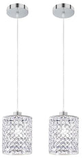 TISLYCO Modern Crystal Pendant Light Fixtures Set of 2, Ceiling Hanging Crystal Chandelier Over Kitchen Island Sink Lighting,Chrome Pendant Lighting For Dining Room, Bathroom, Hallway, EntryWay,Closet - color: 5.9"x5.5"-2*Silver pendant light