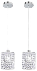 TISLYCO Modern Crystal Pendant Light Fixtures Set of 2, Ceiling Hanging Crystal Chandelier Over Kitchen Island Sink Lighting,Chrome Pendant Lighting For Dining Room, Bathroom, Hallway, EntryWay,Closet - color: 5.9"x5.5"-2*Silver pendant light