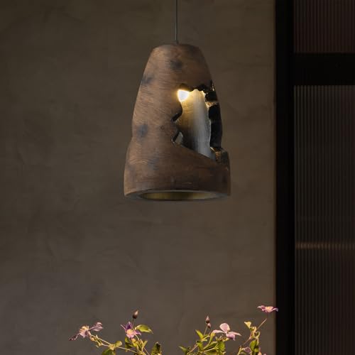 JAYMP Wabi Sabi Pendant Light for Dining Room Kitchen Island Hallway Farmhouse Hanging Lamp E26 Base Retroism Style Wine Bottle Shape Lighting Fixture, 1 Pack (Antique Brown,A Shape, D35×H51cm) - color: Antique Brown,A, size: D35×H51cm