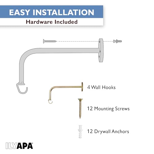 Ilyapa 4 Pack Metal Plant Wall Hanger Hooks - 7 in. Hook for Hanging, Baskets, and Macrame, Indoor Hangers in Rustic Brass Finish, Wall Planters