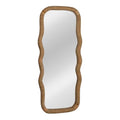 Creative Co-Op Large Wood and Rattan Wavy Mirror, Natural