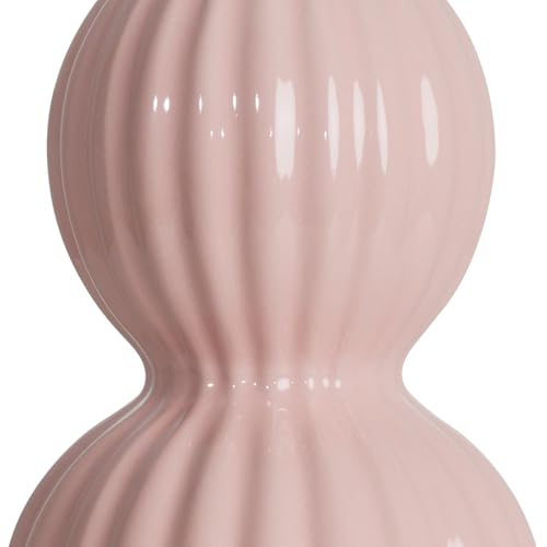 28" Pink Ceramic Table Lamps Set of 2, Modern Bedside Lamps for Night Stands, Triple Gourd Table Lamp for Living Room End Table or Bedroom Nightstand (2 LED Bulbs Included) - color: Pink - 28"H