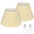 Lamp Shades with Glitter Gold Thread, Replacement Lamp Shades for Table Floor Bedside Lamps, 5.5" Top x 10" Bottom x 6.6" High, Durable Lampshade with Spider Fitter, Bulb Clip Adapters Included - color: Pale-Yellow with Gold Thread