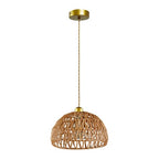 Bohemian-style woven pendant light, adjustable, Woven Hanging Lighting ,11.5"featuring a woven shade and E26 socket. Ideal for kitchen islands, farmhouses, bedrooms, and living rooms. (Bulb not ) - color: 11.5”hemispherical shaped