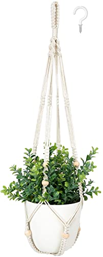 Mkono Fake Hanging Plant with Pot, Hanging Plants Artificial Spring Decor Macrame Plant Hanger with Faux Plant Greenery Boho Hanging Planter for Home Bedroom Bathroom Office Decoration