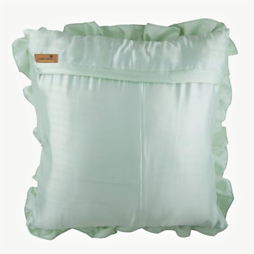 The HomeCentric Decorative Pillow Cover, Decorative Mint Green Pillow Covers 16x16 inch (40x40 cm) Satin Pillowcase with Zipper, Solid Color, Ruffles, Contemporary Pillow Cover - Mint Green Ruffles - color: 17. Mint Green (Mint Green Ruffles), size: 16" x