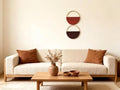 Cilemou 2-Piece 10-inch Round Bamboo Wall Decor with Yarn-Wrapped Half-Circle Design, Rustic Boho Style Wall Hanging for Living Room, Bedroom, Office, and Home Decor - size: 10in(Red,Brown)