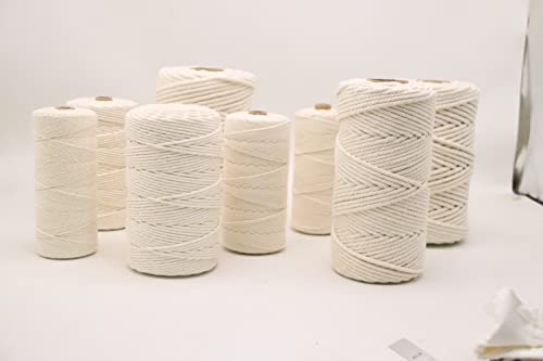 Macrame Cord 3mm x 218yards Natural Macrame Cotton Rope Colored Macrame Rope Soft Cotton Cord Macrame Supplies Craft Rope Macrame Yarn for Plant Hanger Wall Hanger Dreamcatcher (Beige) - color: Beige, size: 3mmx220Yards