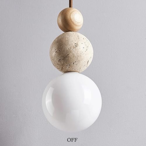 Modern Indoor Pendant Light Natural Stone Spherical Hanging Light Frosted White Glass Suspension Pendant Lamp for Bedside Restaurant Kitchen Island Aisle Bar Club Chandelier (Brown) - color: Brown