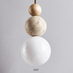 Modern Indoor Pendant Light Natural Stone Spherical Hanging Light Frosted White Glass Suspension Pendant Lamp for Bedside Restaurant Kitchen Island Aisle Bar Club Chandelier (Brown) - color: Brown