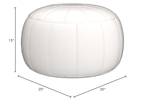 Unstuffed Pouf Foot Stool Round Decorative Leather Ottoman Cushion Storage seat or for Resting Your Feet on, Floor Chair Foot Living Room Bedroom Kids Room and Wedding (White) - color: White