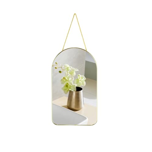 Small Arched Wall Mirror with Plastic Frame Arched Bathroom Mirror (Gold, 15.75" L x 9.25" W) - size: 15.8"L x 9.3"W