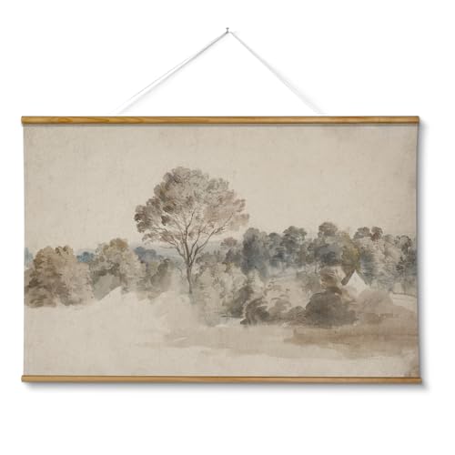 VIYYIEA Extra Large Size Canvas Wall Art, 36x54 Vintage Scroll Hanging Landscape Print, Rustic Watercolor Countryside Scene Wall Décor for Living Room, Bedroom, or Farmhouse - color: Anthony’s Grove