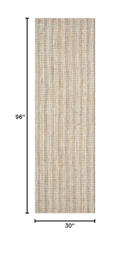 SAFAVIEH Natural Fiber Collection Runner Rug - 2'6" x 8', Grey & Natural Brown, Handmade Jute, Farmhouse Style, Chunky Textured Thick Pile (NF447K) - color: Grey/Natural, size: 2'6" x 8' (Runner)