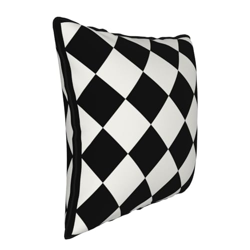 Checkered Black and White Plaid Velvet Throw Pillow Cover 18"x18" Decorative Square Pillow case Print Cushion Covers for Bed Sofa Living Room Car Home Deco - color: Checkered Black and White Plaid, size: 18" x 18" (Pack of 1)