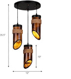 LIGHTLAND Rustic Bamboo Pendant Lights, 12 Inch, 3-Pack for Dining Room, Zen Tea Room, Retro Style - color: Bamboo, 3 Lights