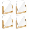 Novabright 4 Pack Desk Vanity Mirror, Double Sided 1X/ 3X Magnifying Makeup Mirror with Natural Bamboo Stand, 360° Swivel for Table, Desk, Countertop Bathroom Bedroom