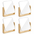 Novabright 4 Pack Desk Vanity Mirror, Double Sided 1X/ 3X Magnifying Makeup Mirror with Natural Bamboo Stand, 360° Swivel for Table, Desk, Countertop Bathroom Bedroom