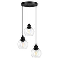 3-Light Pendant Light, Globe Cluster Hanging Light with Clear Glass Shade, Matte Black Pendant Lighting Adjustable Hanging Height Industrial Ceiling Light for Kitchen Island Bedroom(E26 Base,No Bulb) - size: 3Light - D 5.12 IN