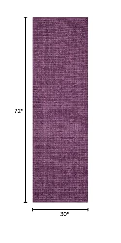 SAFAVIEH Natural Fiber Collection Runner Rug - 2'6" x 6', Purple, Handmade Jute, Farmhouse Style, Chunky Textured Thick Pile (NF447B) - color: Purple, size: 2'6" x 6' (Runner)