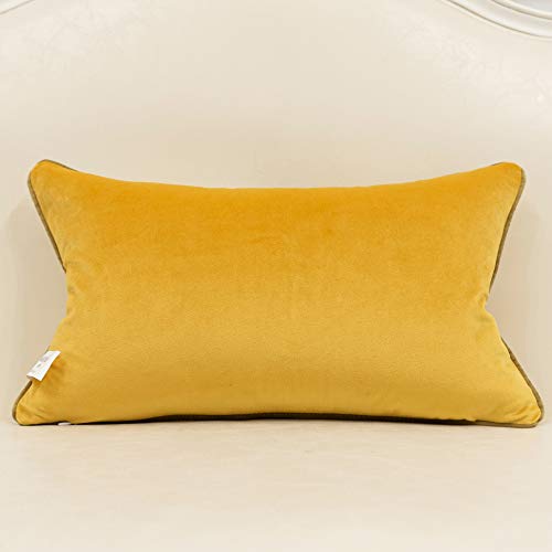 Avigers 12 x 20 Inches Yellow White Gold Leather Striped Patchwork Velvet Cushion Case Luxury Modern Throw Pillow Cover Decorative Pillow for Couch Living Room Bedroom Car - color: Yellow, size: 20" x 12" (Pack of 1)