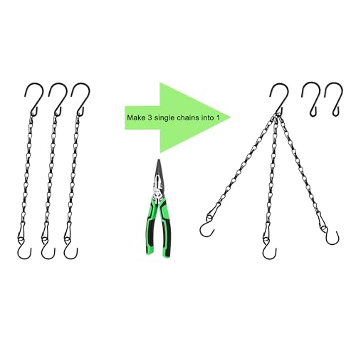 Chain for Hanging Plants,11 Inch Black Hanging Chain, Small Hanging Basket Chain Kits with Hooks for Bird Feeder Hanging Basket Extender Porch Wind Chime (Black, 11 Inch-6PCS) - color: Black, size: 11 Inch-6PCS