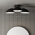Nathan James Argo Semi Mount Flush Ceiling Light, 3-Lights Modern Retro Lighting with Black Rounded Shades for Hallway, Dining Room and Bedroom, Brass Gold/Black - color: Brass Gold/Black, size: 1
