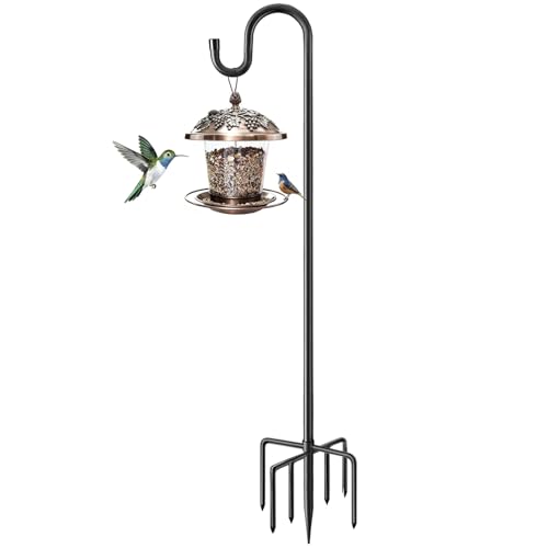 ANIDEER 60" Shepherds Hooks for Outdoor, Heavy Duty Bird Feeder Pole for Hummingbird Feeder, Hanging Lantern, Shepherds Hook for Bird Feeders for Outside with 7 Prongs Base,1 Pack - size: 60 Inch, style: 1 Pack