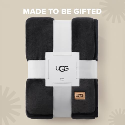 UGG Coco Throw Blanket – Soft & Cozy Plush Blanket for Couch, Perfect for Home Decor, House Warming Gifts or Luxurious Birthday Gifts for Women, 50" x 70", Black Ink - color: Black
