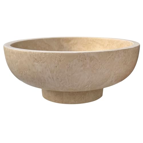 OAKOA Modern Fruit Bowl for Kitchen Counters - Large Decorative Bowl for Home Decor- Key Bowl for Entryway Table - Pedestal Bowl - Stone Bowl - color: Beige