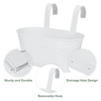 HowRU Metal Iron Flower Pots for Railing Fence Hanging Bucket Pots(5 Pcs) and Hanging Flower Pots Metal Iron Bucket Planter(10 Pcs) (White) - color: White