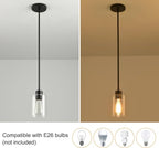 Black Pendant Lights Kitchen Island,Modern Farmhouse Glass Pendant Light,Light Fixture Kitchen Pendant Mini Hanging Light Fixture for Sink (1 Pack Black stem Rod) - color: 1 pack black stem rod