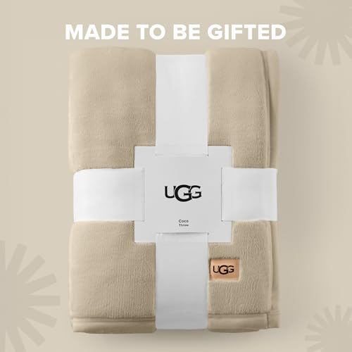 UGG Coco Throw Blanket – Home Accent Blanket for Bed & Couch, Luxury Fluffy Bedding, House Warming Gifts or Luxurious Birthday Gifts for Women, 50" x 70", Beige Mustard Seed - color: Beige