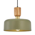 Contemporary Pendant Lighting,12 inch Pendant Lamp,Wood and Brass Accent,Adjustable Metal Hanging Light Fixture for Kitchen, Dining Room, Green - color: Deep Green